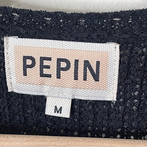 PEPIN Anthropolgie Black Knit Fringed Tank Top Size Medium - Picture 3 of 6